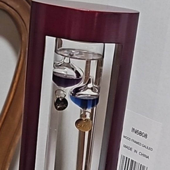 NIB. New In Original Box Cherry finish Galileo Thermometer with Wood Frame - Picture 11 of 12